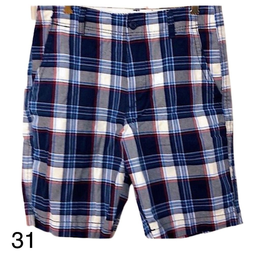 OLD NAVY Navy Red White Plaid Mens Shorts 31 NWOT